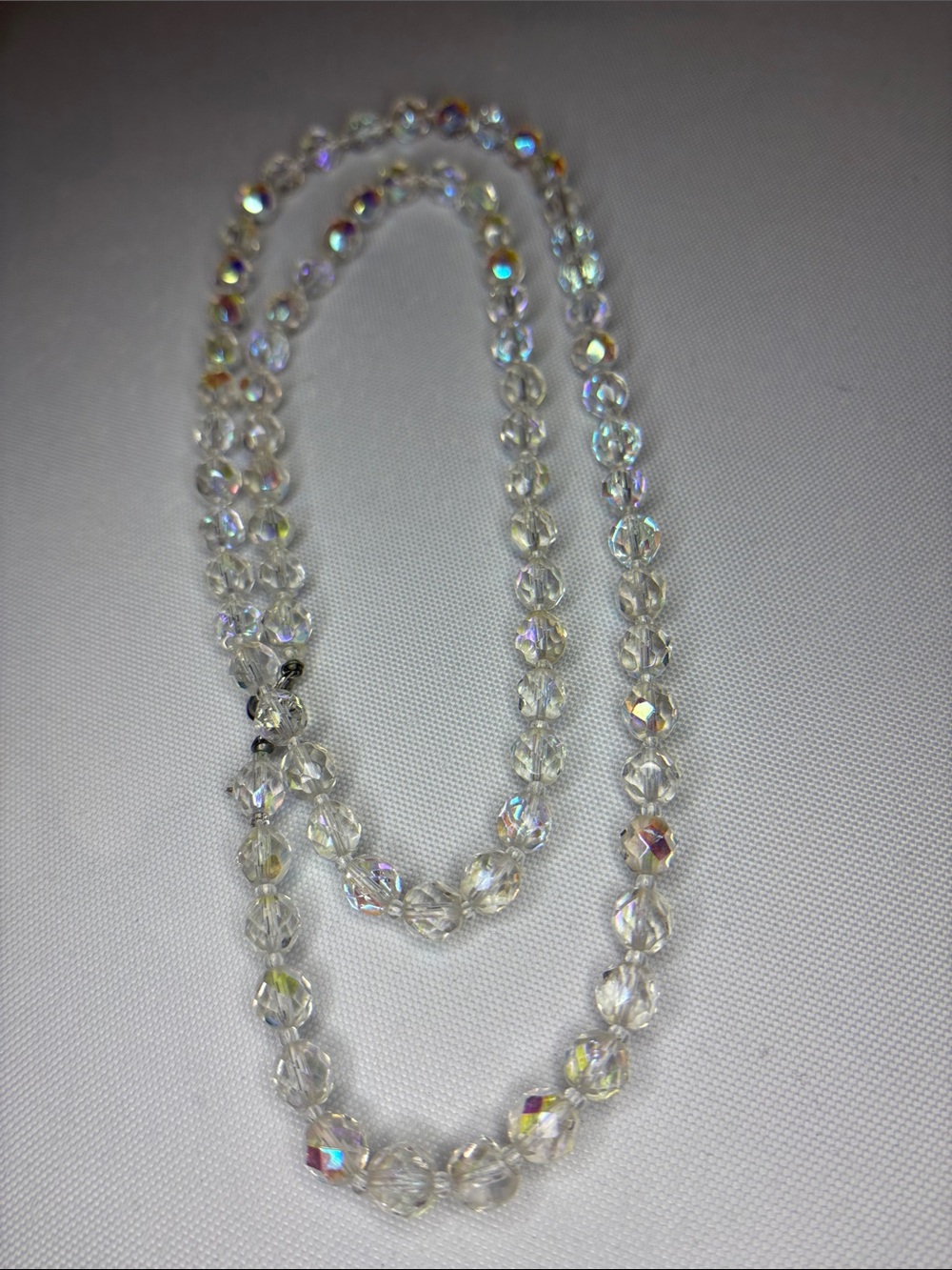 Glass AB long Fauceted crystal necklace